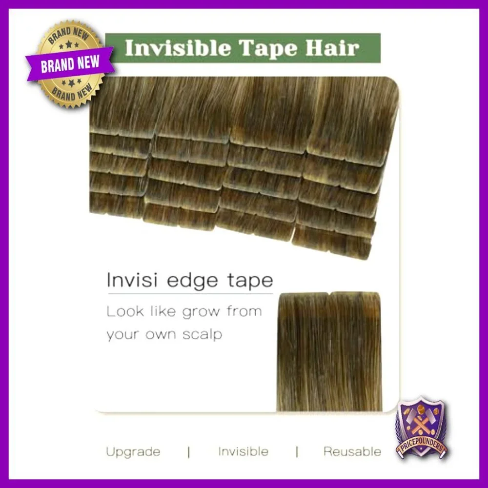 14 Inch Human Hair Tape In Extensions 20 Pieces Invisible Tape